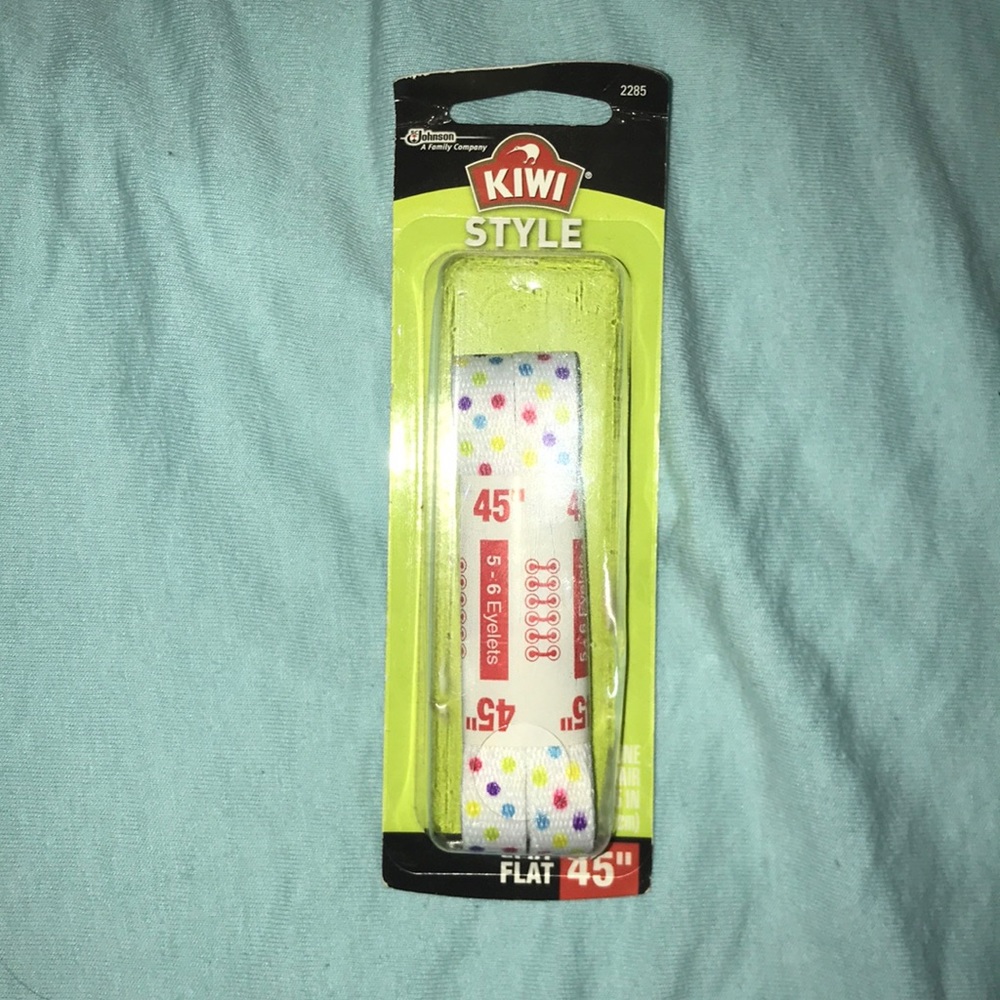 FREE WITH ORDER. Kiwi multic Polkadot Shoe Laces.